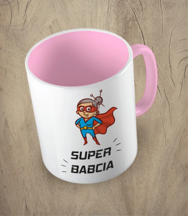 Różowy kubek super babcia