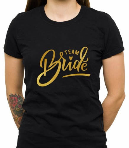 Czarna damska koszulka team bride gold