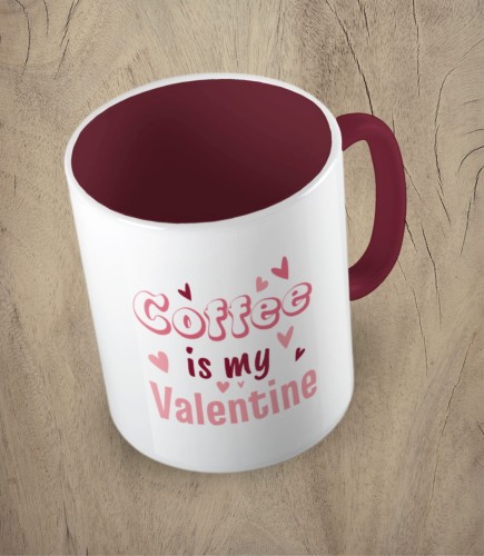 Bordowy kubek coffee is my valentine