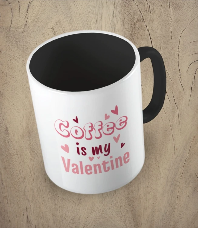 Czarny kubek coffee is my valentine