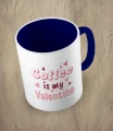 Granatowy kubek coffee is my valentine