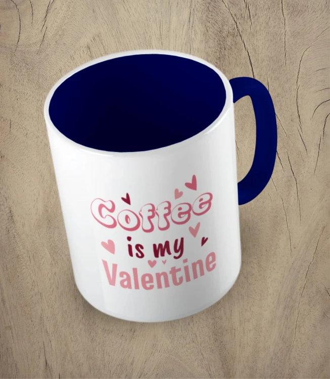 Granatowy kubek coffee is my valentine