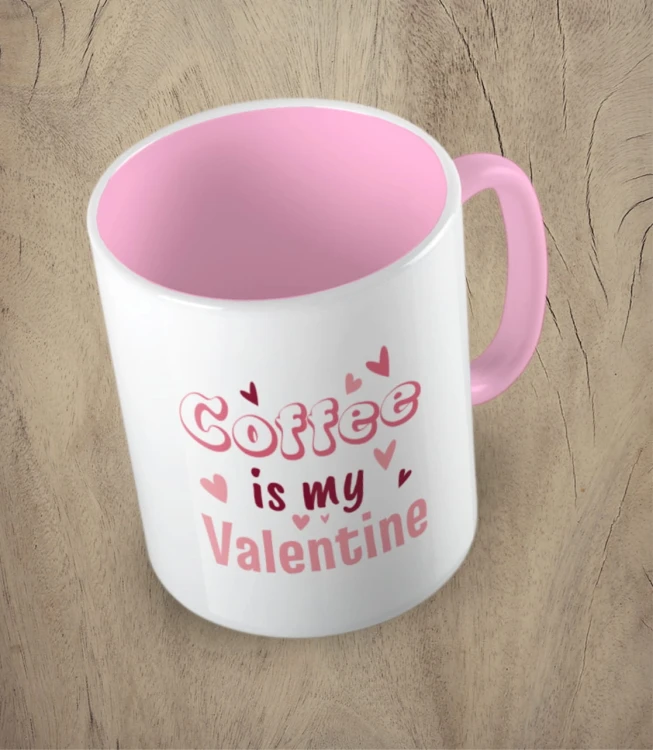 Różowy kubek coffee is my valentine