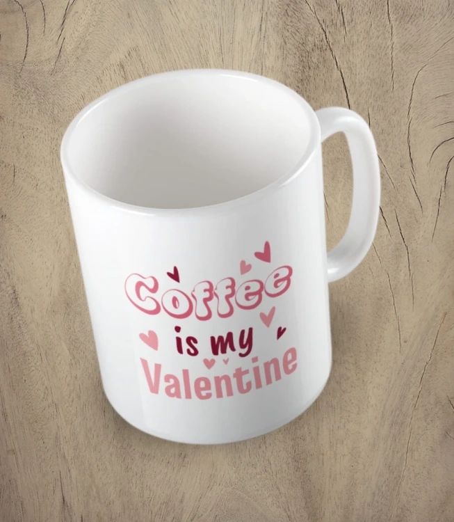 Biały kubek coffee is my valentine