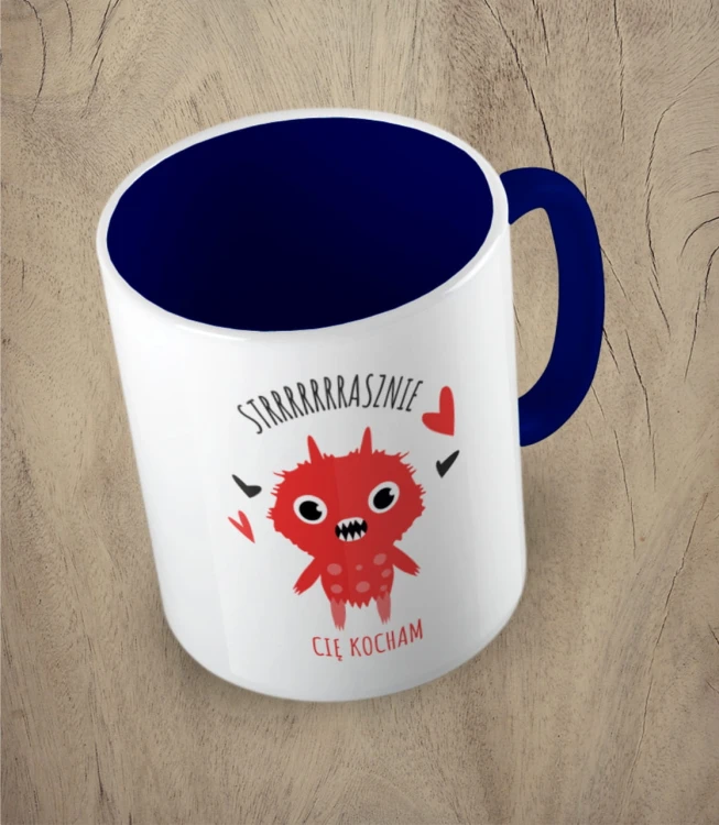 Granatowy kubek strasznie cię kocham