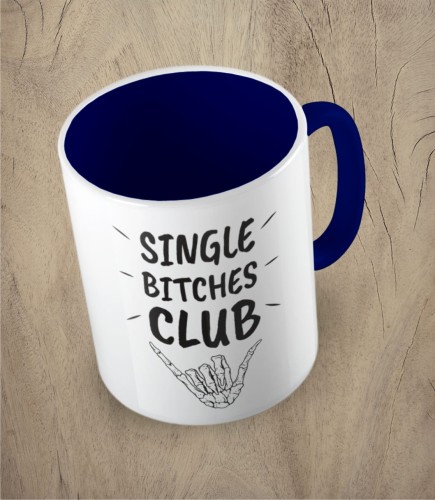 Granatowy kubek single bitches club