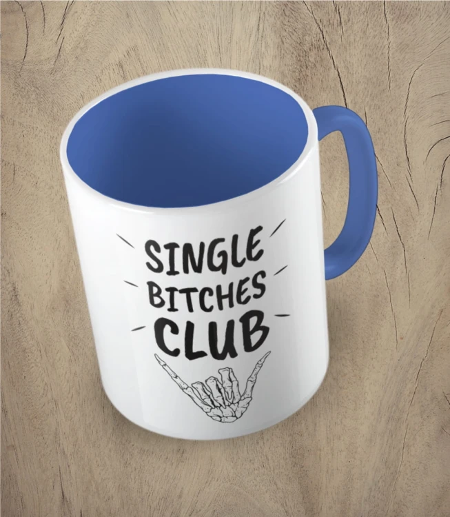 Niebieski kubek single bitches club
