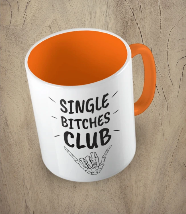 Pomarańczowy kubek single bitches club