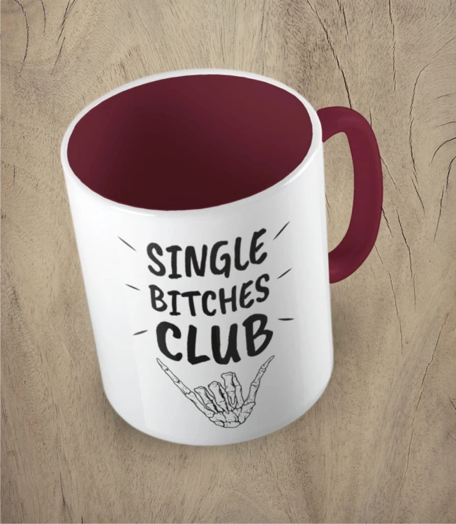Bordowy kubek single bitches club