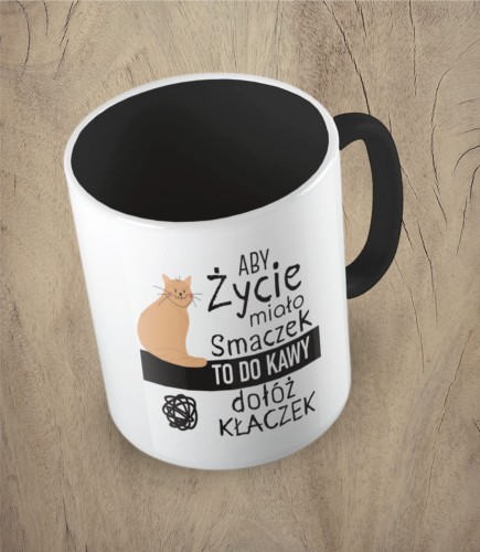Czarny kubek aby życie miało smaczek