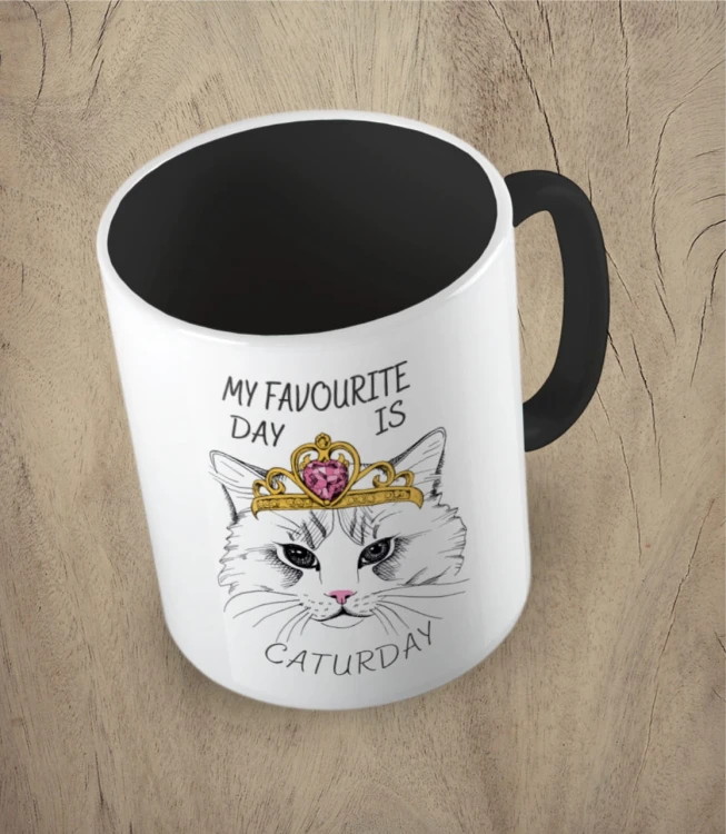 Czarny kubek my favourite day i s caturday