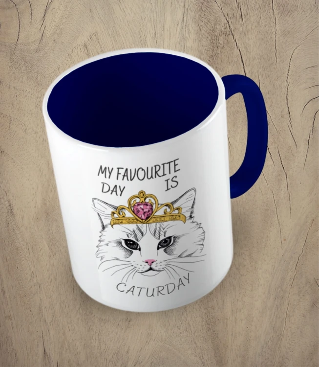 Granatowy kubek my favourite day i s caturday