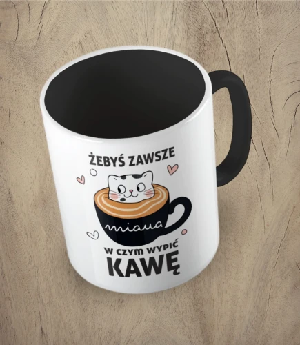 Czarny kubek żebyś zawsze miaua