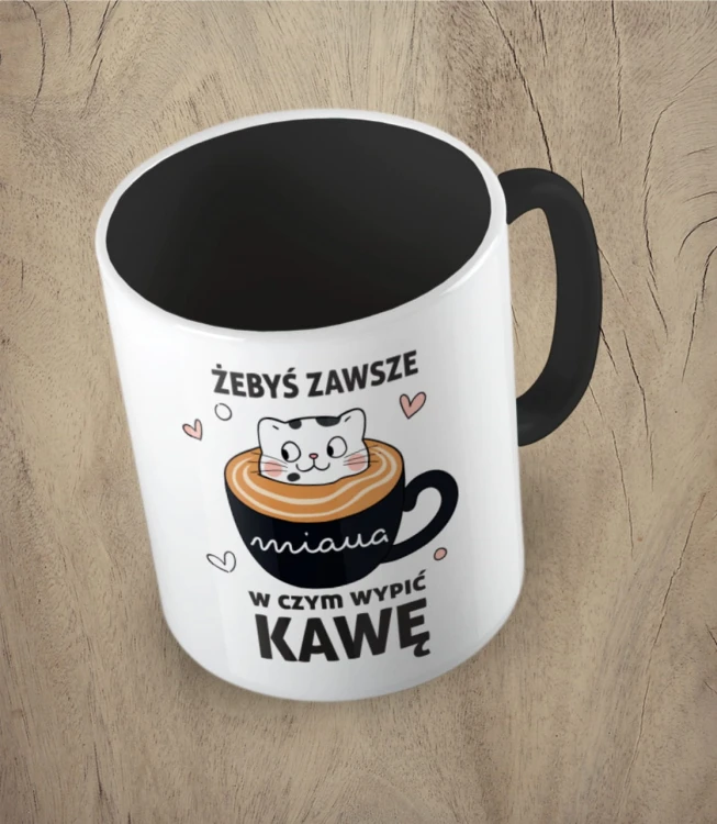 Czarny kubek żebyś zawsze miaua