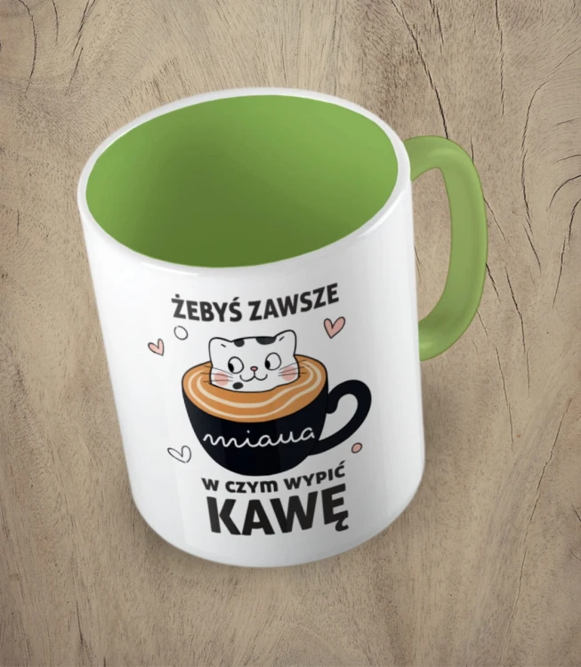 Jasnozielony kubek żebyś zawsze miaua