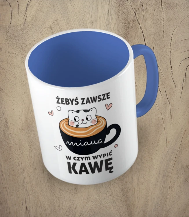 Niebieski kubek żebyś zawsze miaua