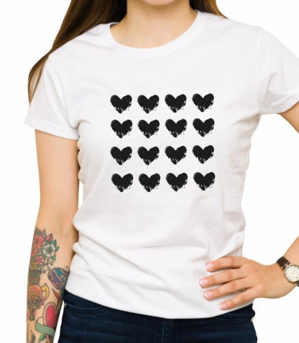 Biała damska koszulka hearts 01