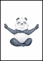 Plakat dla dziecka z czarno-białym misiem. Panda obrazek dziecięcy z medytującym zwierzakiem.
