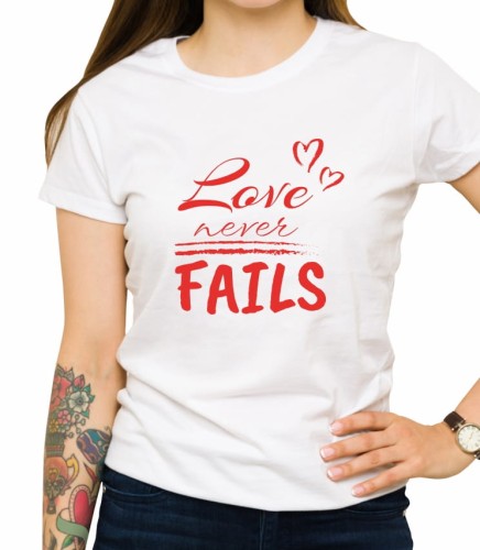 Biała damska koszulka love never fails