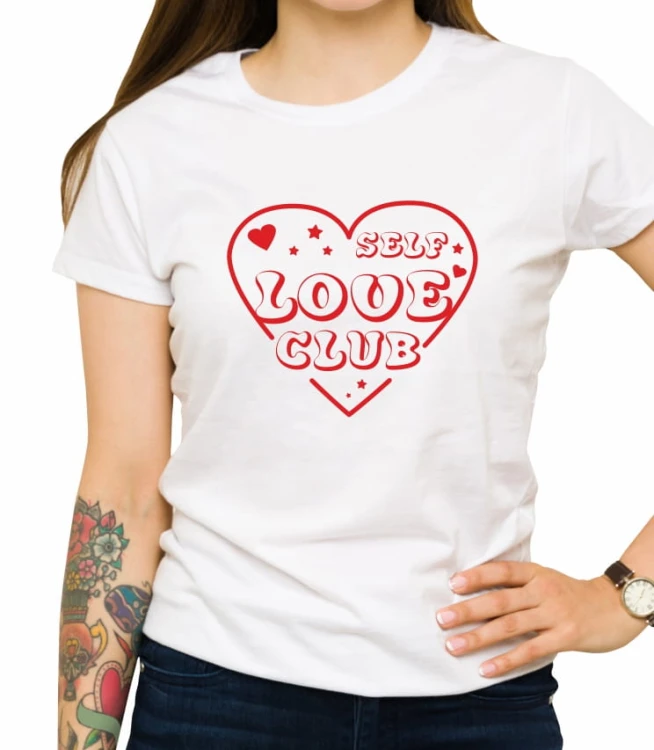 Biała damska koszulka self love club