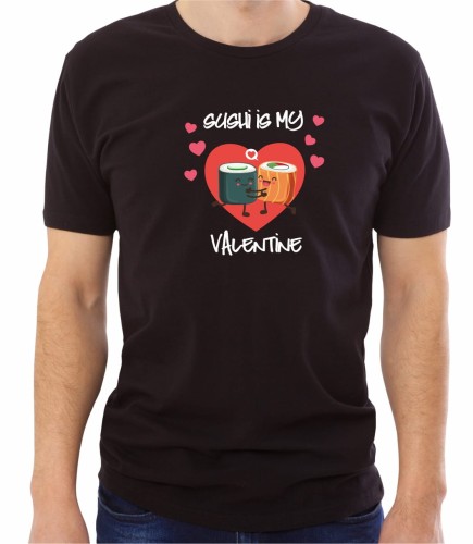Czarna męska koszulka sushi is ma valentine