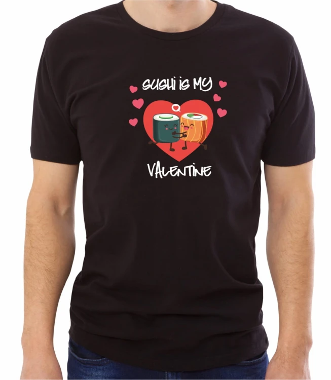 Czarna męska koszulka sushi is ma valentine