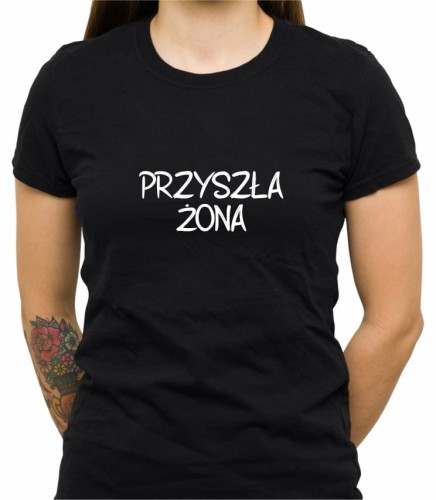 Czarna damska koszulka przyszła żona