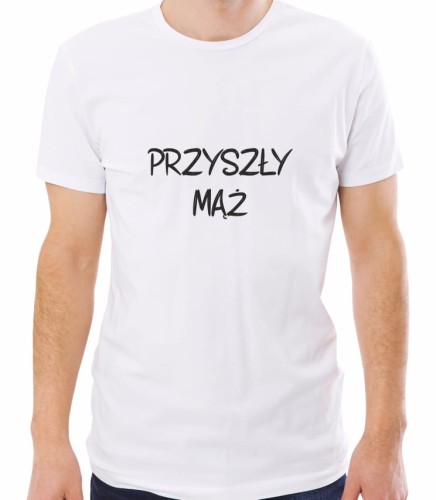 Biała męska koszulka przyszły mąż