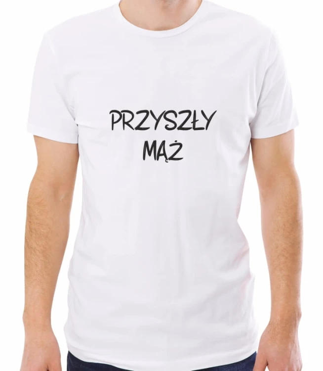 Biała męska koszulka przyszły mąż
