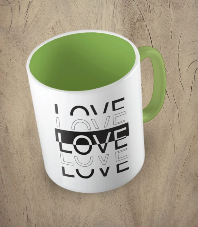 Jasnozielony kubek love love love