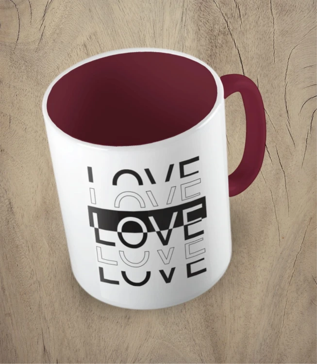 Bordowy kubek love love love