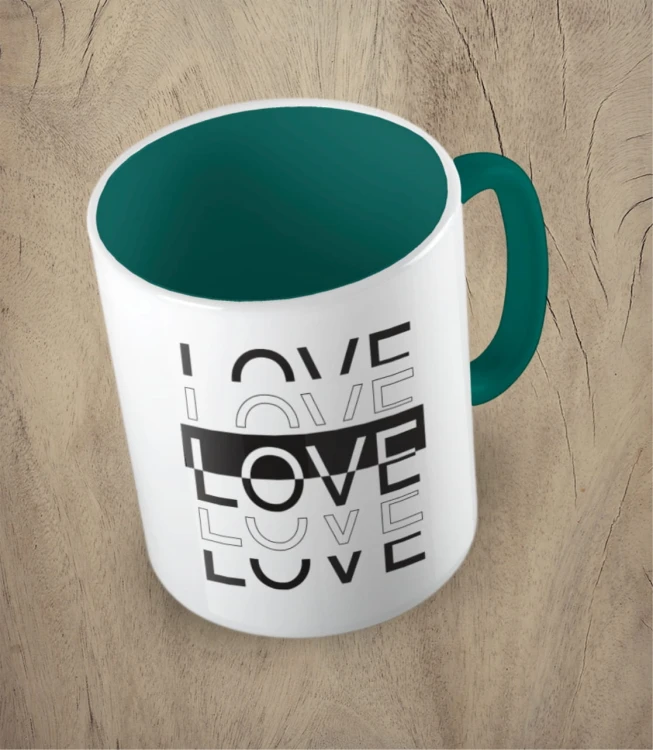 Ciemnozielony kubek love love love