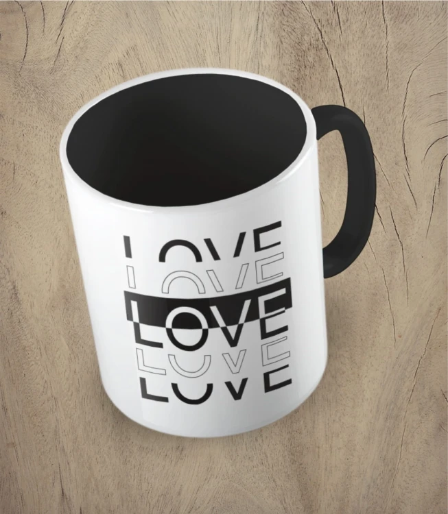 Czarny kubek love love love