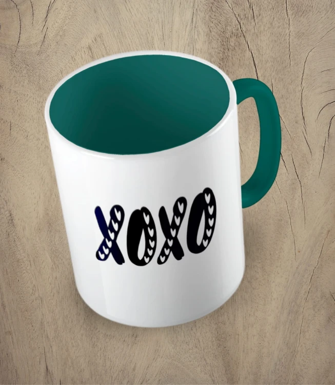 Ciemnozielony kubek xoxo 01