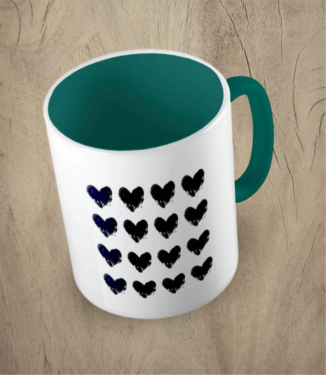 Ciemnozielony kubek hearts 01