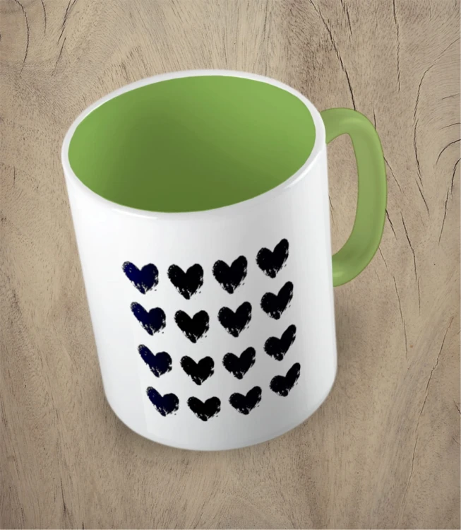 Jasnozielony kubek hearts 01