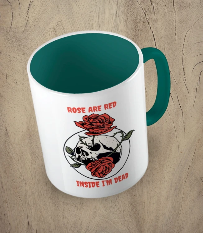 Ciemnozielony kubek rose are red