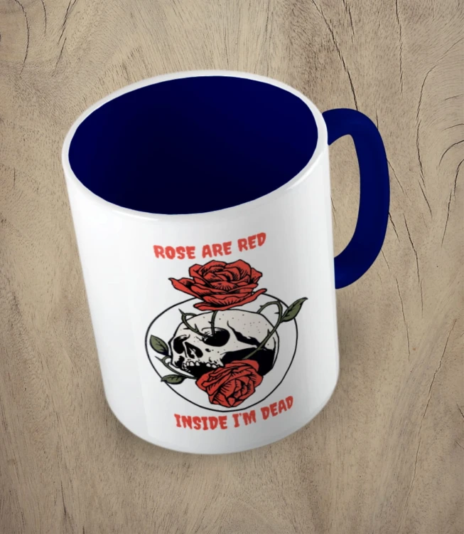Granatowy kubek rose are red