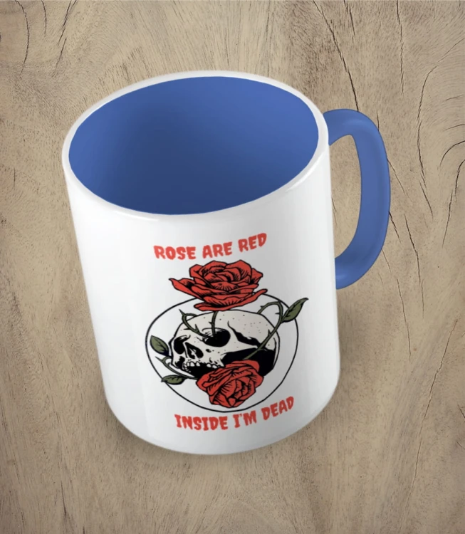 Niebieski kubek rose are red