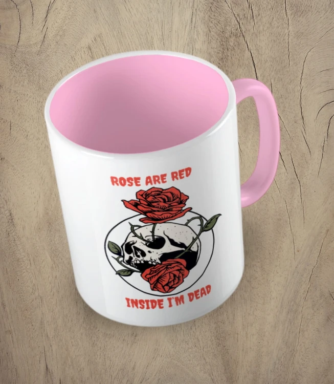 Różowy kubek rose are red