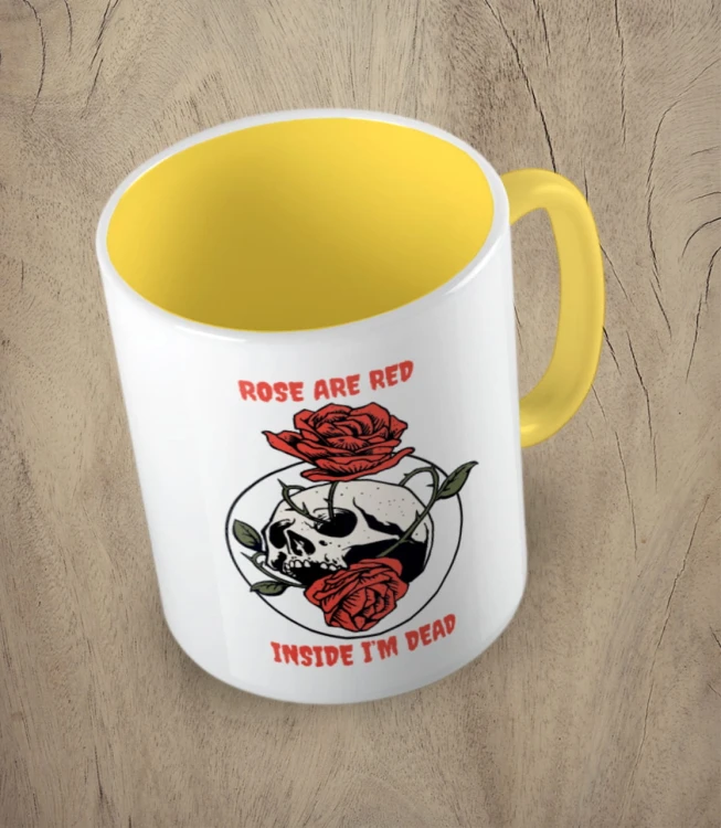 Żółty kubek rose are red