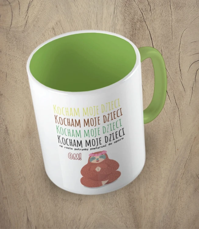 Jasnozielony kubek kocham moje dzieci