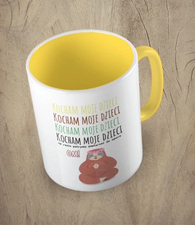 Żółty kubek kocham moje dzieci