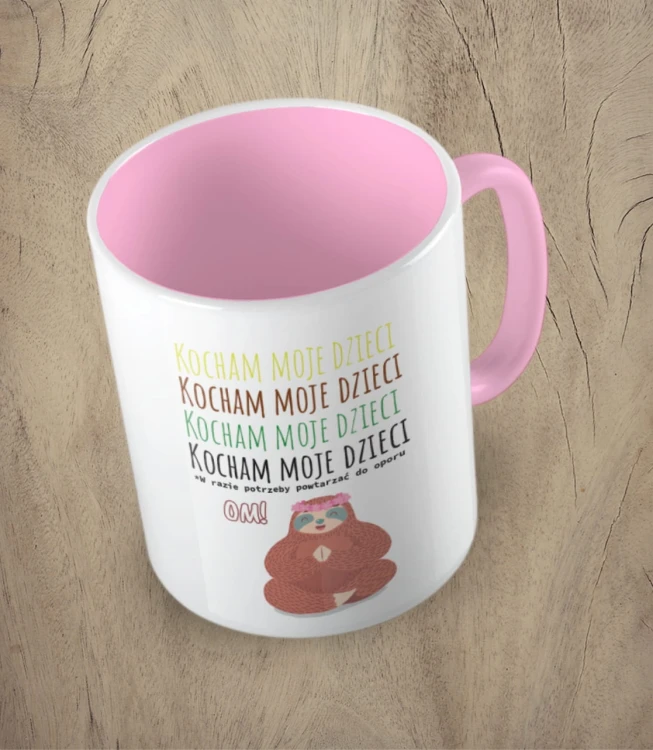 Różowy kubek kocham moje dzieci