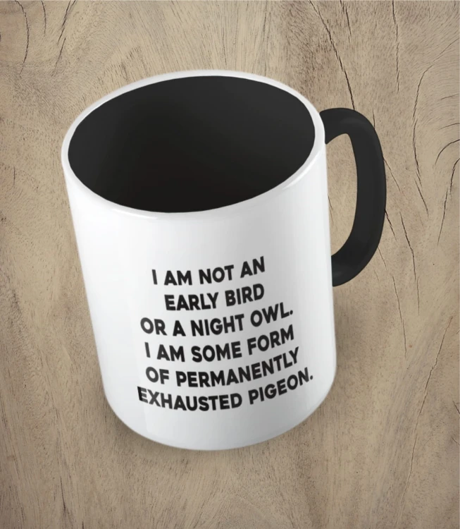 Czarny kubek i am not an early bird