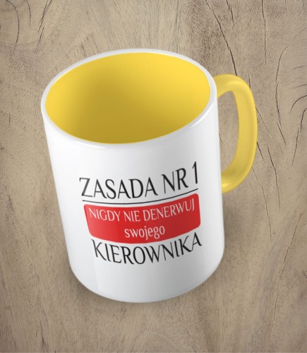 Żółty kubek zasada nr 1 nigdy nie denerwuj kierownika