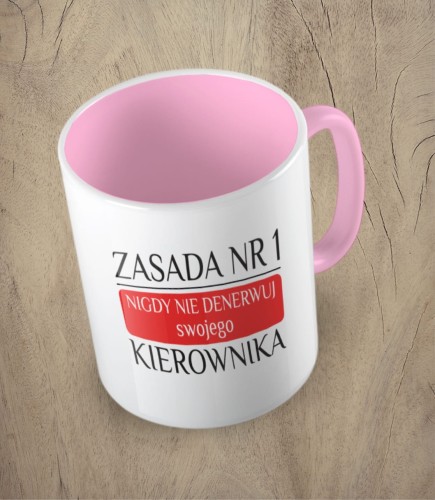 Różowy kubek zasada nr 1 nigdy nie denerwuj kierownika