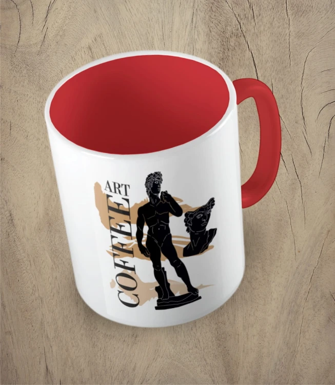 Czerwony kubek art coffee
