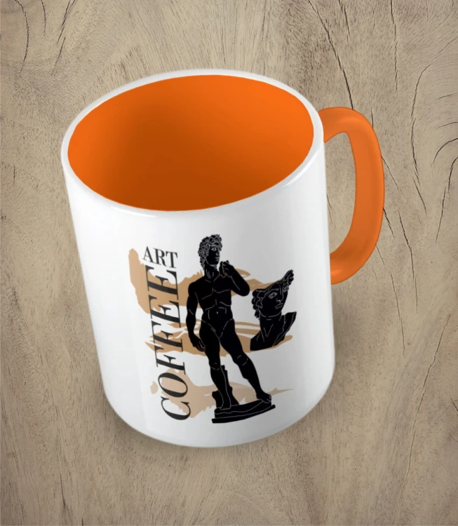 Pomarańczowy kubek art coffee