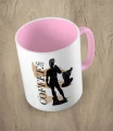 Różowy kubek art coffee